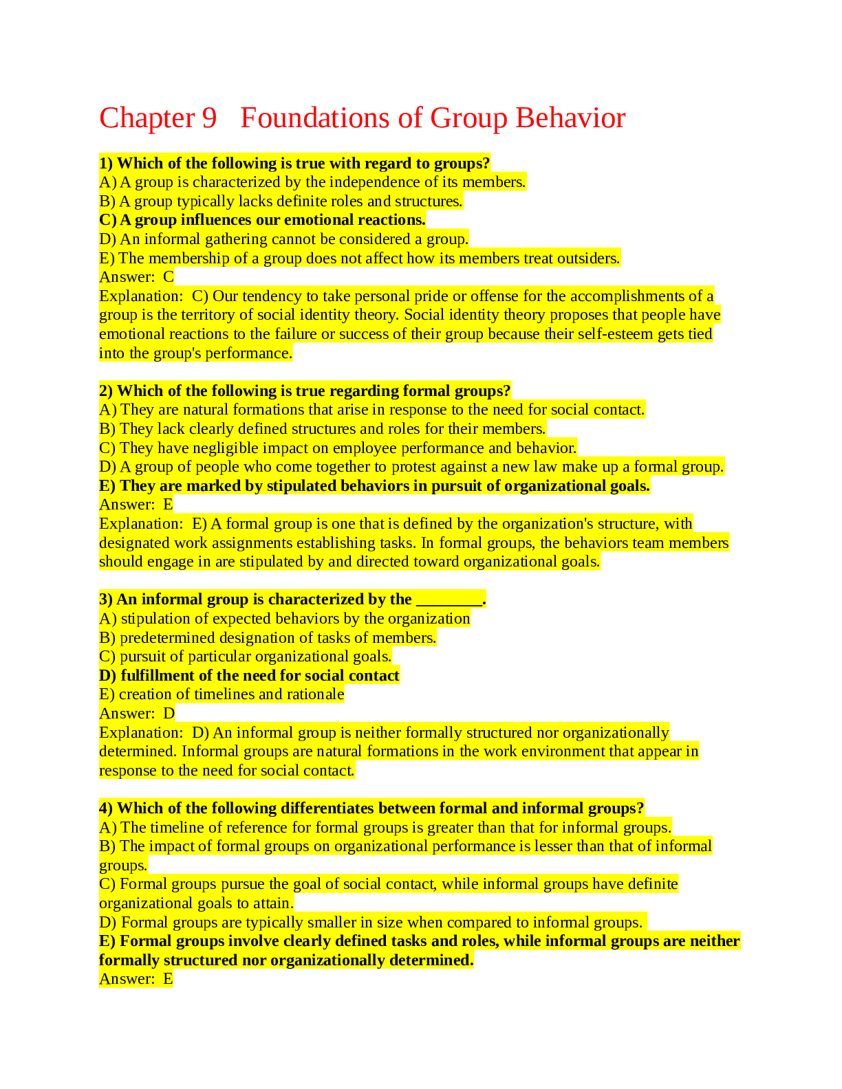 Preview of Chapter 9 Foundations of Group Behavior